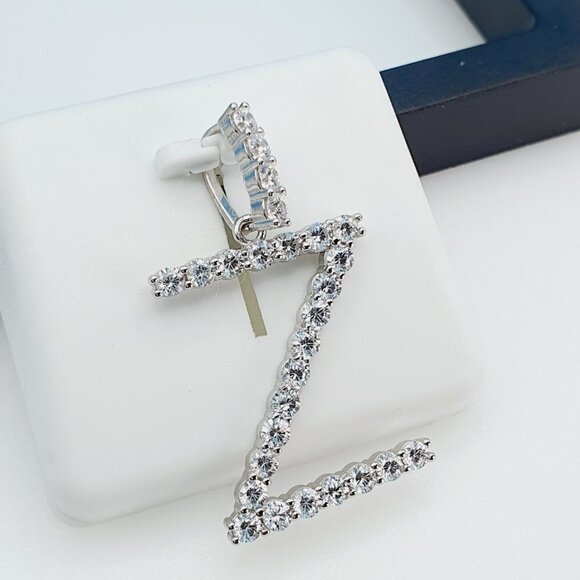 "925 Sterling Silver Cubic Zirconia Initial Pendant, UU1P6A6192 - Picture 6 of 10